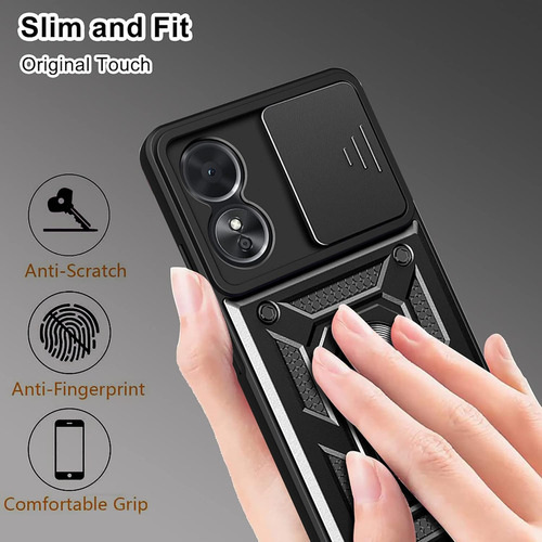 Funda Para Oppo A17 Uso Rudo Proteccion Camara + Vidrio Rosa Pálido Oppo A17