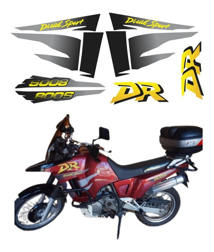 Kit Adesivo Compativel Suzuki Dr 800 1996 Preta E Roxa Dr800 Cor padrão