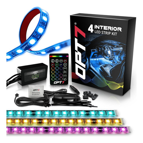 Kit De Luces Led Opt7 Rgb, P/ Interior De Automóvil, 4 Pcs