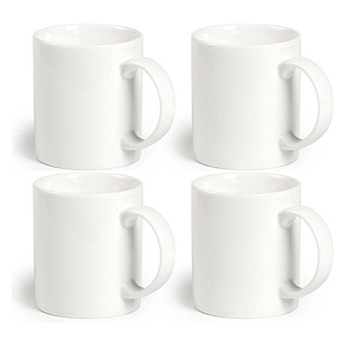 12 Oz Taza 4pcs Llano Blanco Brillo Taza De Café De Ce...