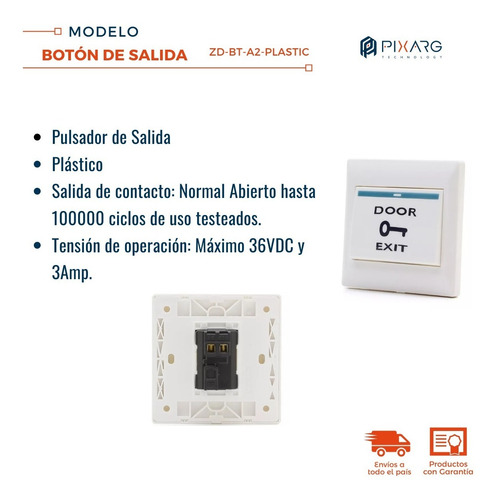 Imagen 2 de 9 de Boton Salida Pulsador Control Acceso Tecla Puerta Seguridad