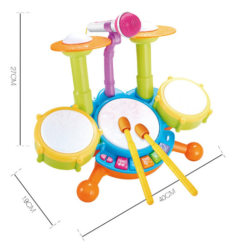 Juego De Batería Para Niños Con Baquetas Y Micrófono,