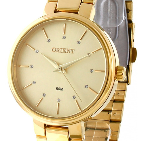 Relógio Orient Feminino Fgss0171 C1kx Dourado Analogico Cor do fundo Champanhe