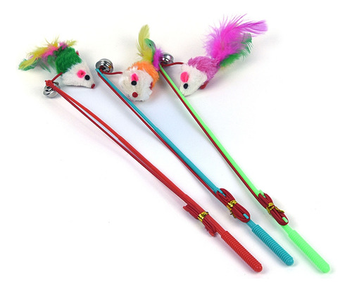 Brinquedo Ergométrico Cat Chases Fake Mouse Feather Wand Cat