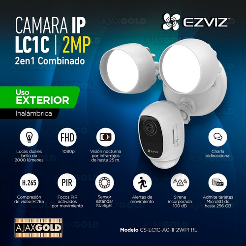 Imagen 3 de 10 de Camara Ip Ezviz Full Hd 1080p Exterior Alarma Sirena Luz Led