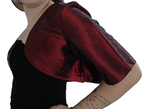 Bolero Bordo Tornasol X X L Madrina Fiesta Quince Evento Bordó Xxl
