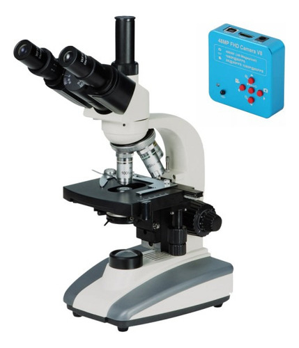 Microscopio Biológico Trino Di-136t E Câmera Hdmi 2k De 48mp Cor Branco 110v/220v