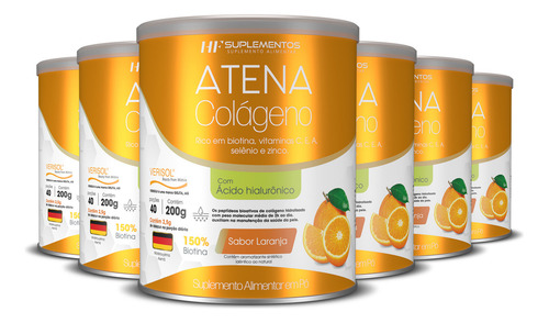 6x Colágeno Atena Verisol+ácido Hialurônico Sabor Laranja