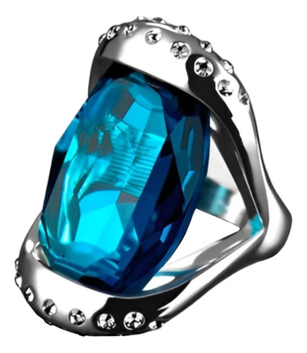 Anillo Cyan Baño Plata Rodio Turquesa Finart Talla 9