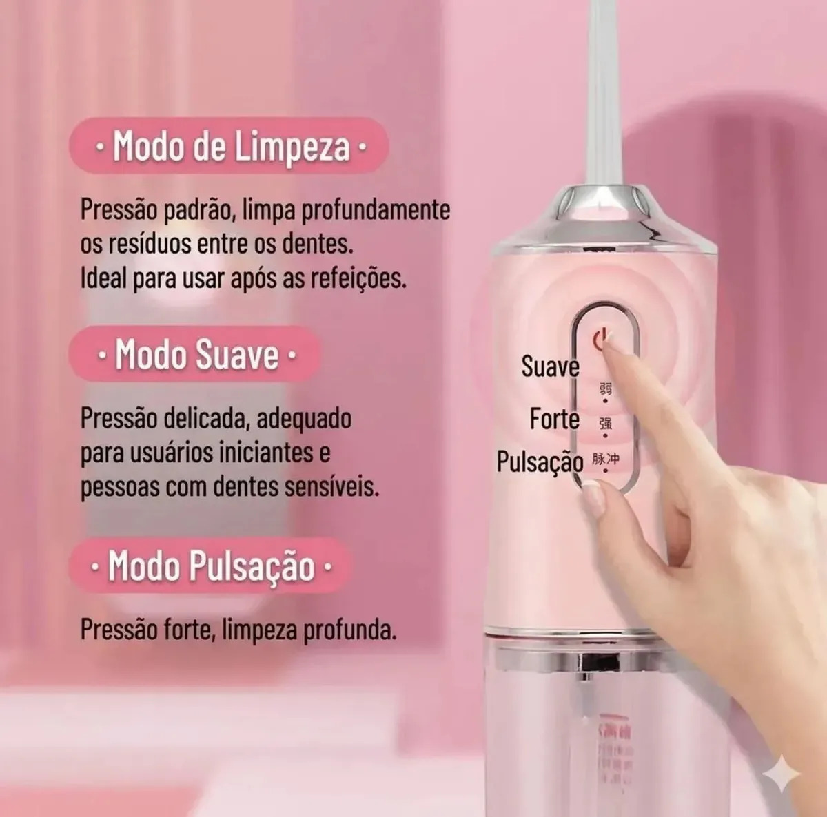 Irrigador Oral bucal Limpeza Elétrico Bivolt Portátil Dental Gengiva Jato D'água 3 Níveis De... 7