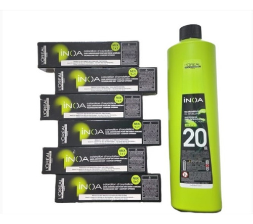 Pack De 6 Tintes Inoa + Oxidante Inoa Litro 20 Vol