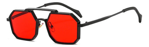 Óculos De Sol Bulier Modas Veneza, Cor Vermelho Armação De Aço, Lente De Policarbonato Haste De Aço