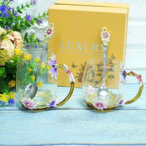 Taza De Té De Cristal Transparente Con Cuchara, Diseño De Ma
