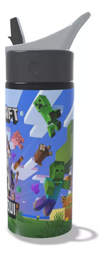 Garrafa De Alumínio Minecraft Com Nome Personalizado 600ml Verde-limão