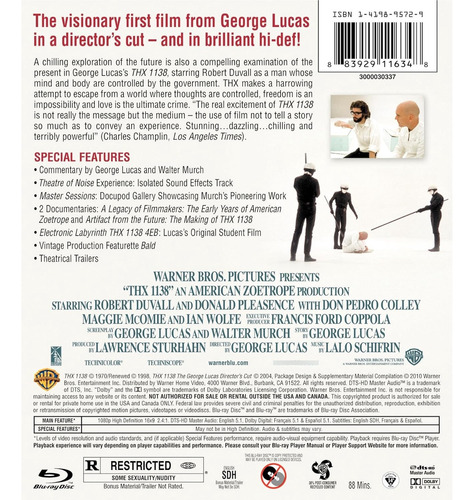Thx 1138 Edición Del Director George Lucas Pelicula Blu-ray
