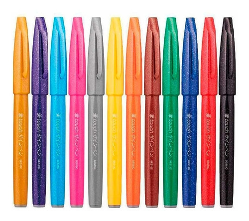 Imagem 1 de 1 de Pentel Fude Touch Signpen - 12 Canetas Brush Pen