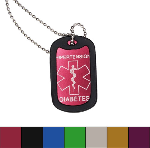 1 Placa Alerta Medica Alergias Personalizada Dog Tag Colores