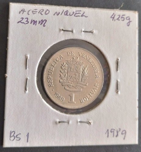 Moneda Acero-niquel 1989 Bs1