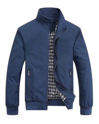 Chamarra Bomber Casual De Color Liso Para Hombre