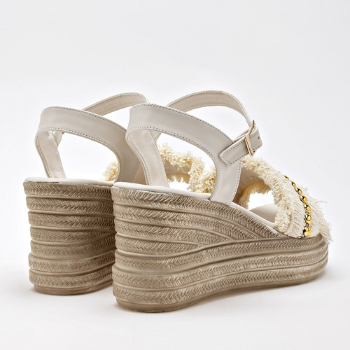 Hg Sandalia Para Mujer Blanco Dorado Cod 132294-e