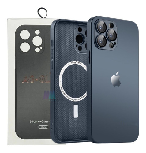 Capa AG GLASS vidro temperado fosco ag glass Ag Glass vidro temperado fosco Compativel com Magsafe grafite com design 14 para Apple iPhone