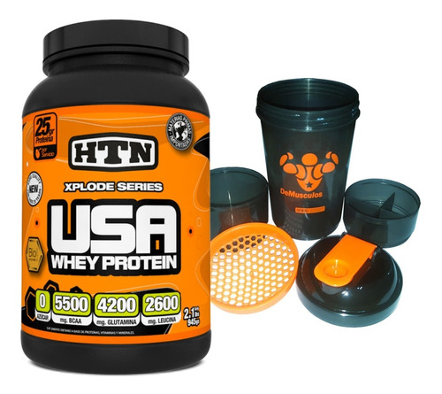 Proteina Usa Whey Protein 1 Kg Htn Potenciada Con Aminoácidos 100% Instantanea + Vaso Shaker Mezclador Simple