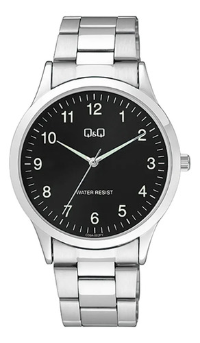 Reloj Q&q Acero Inox Fondo Negro C08a002py Febo