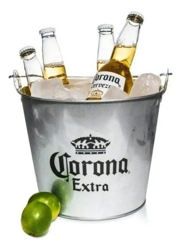 Balde de cerveja Corona com abridor lateral, cor cinza