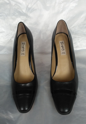Zapatos Negros Tacos Tanguis De Cuero Talla 36 Nuevos Caja