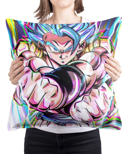 Cojin Almohada Gogeta Blue Anime Diseño Unico Hogar 45x45cm 