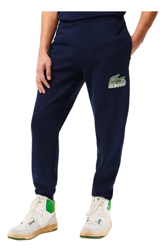 Calça Lacoste Moletom Sport Fleece Ombre Croco Azul Marinho