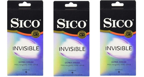 [ 3 Pack ] Sico Invisible Ultra Sense 9 Condones