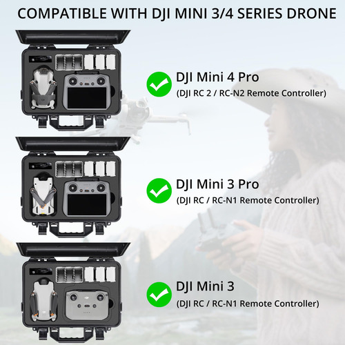 Estuche Rígido Profesional Impermeable Para Dji Mini 4 Y 3 P Color