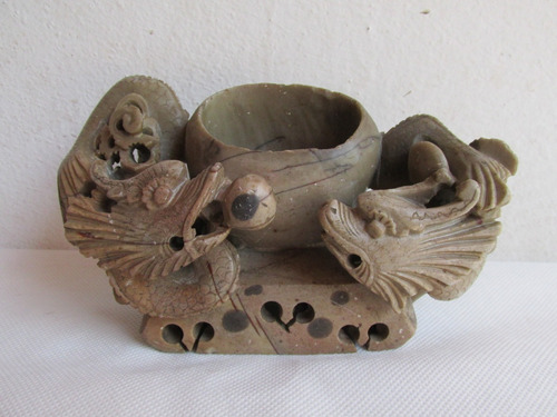 Antigua Figura Oriental Piedra Jabon A Mano Deco Vitrina #l