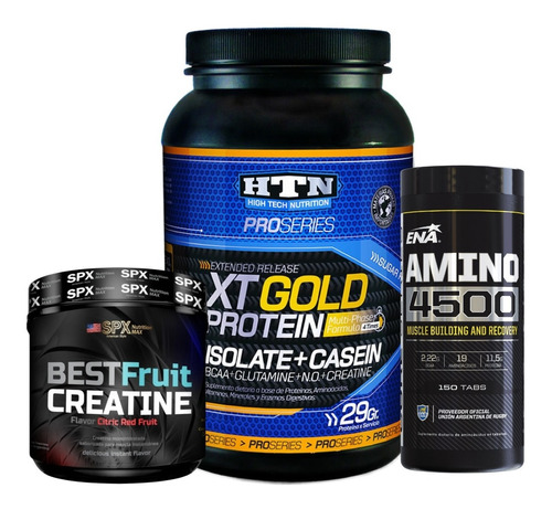 Proteína Xt Gold 1 Kg Htn + Creatina + Amino 4500 Ena Sport