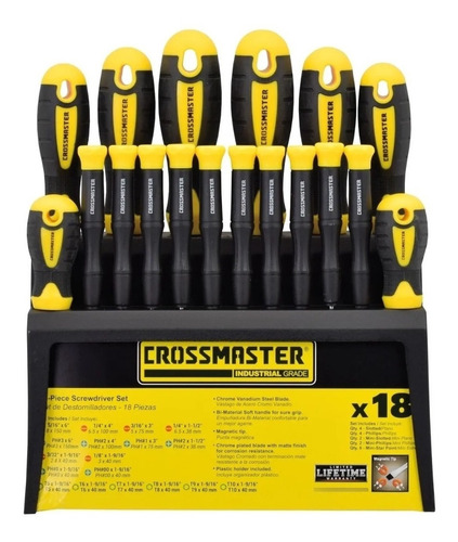 Set De Destornilladores Crossmaster 18 Piezas Philips Planos