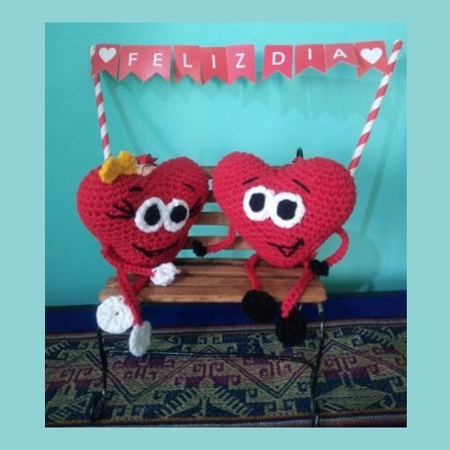 Regalo Dia De Los Enamorados, Pareja Corazon Amigurumi,