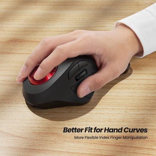 Raton Trackball Inalambrico, Diseno Ergonomico Recargable...