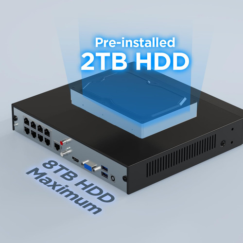 Sistema De Cámara De Seguridad Panoob 4k 8mp 8ch Nvr Con Dis