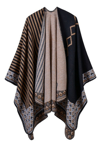 Mujeres Poncho Bufanda Rebeca A Rayas Vendimia Caliente Capa