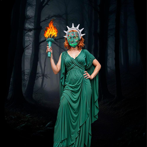 Mascara Halloween Estátua Liberdade Led Purge Noite De Crime