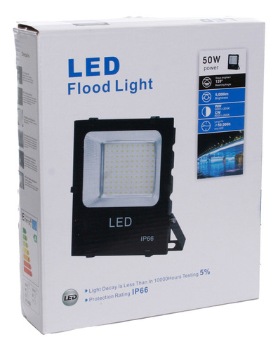 Reflector Led Rgb De 50w Ip66 Para Exterior De La Casa Negro Rgb