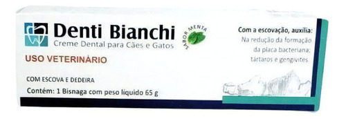 Pasta Creme Dental Canino Higiene Bucal Denti Bianchi 65g Sabor Menta