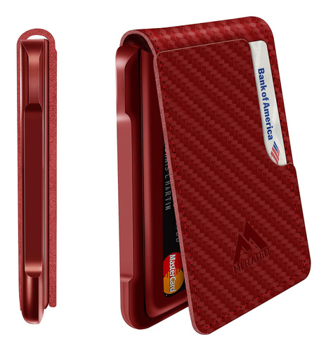 Billetera De Hombre Táctica Plegable Muradin Carbono Rojo