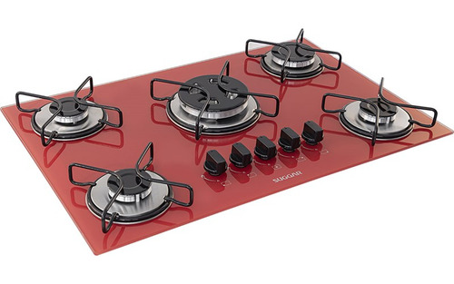 Cooktop Vidro Vermelho 5 Queimadores Fg5305avm 110V / 220V (Dupla Voltagem)