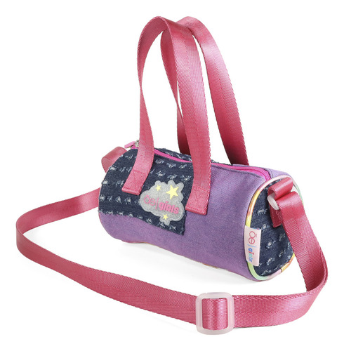 Bolsa Crossbody Cloe Textil Para Niña Diseño Parches Denim Color Lila