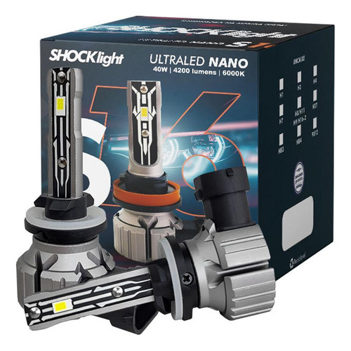 Kit Lâmpada Ultra Led H27 Shocklight S16 Nano 6000k 8400lm