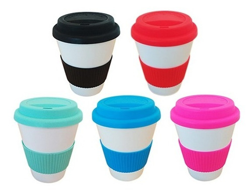 Imagen 2 de 6 de Vaso Termico Sublimable Agarradera Tapa Silicona Pack X 12