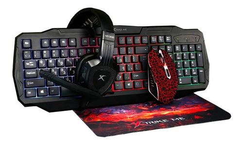 Kit Gamer Reptilex Mouse+teclado+audifonos Padmouse Dismac Kit Gamer Reptilex Mouse+teclado+audifonos Padmouse Dismac