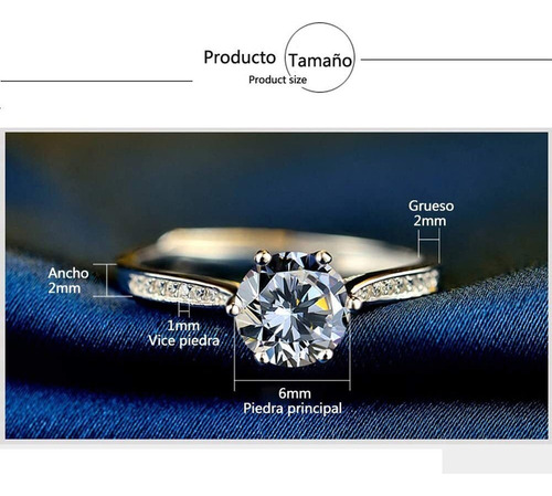 A Anillo De Boda De 925 Plata Esterlina Con Brillante